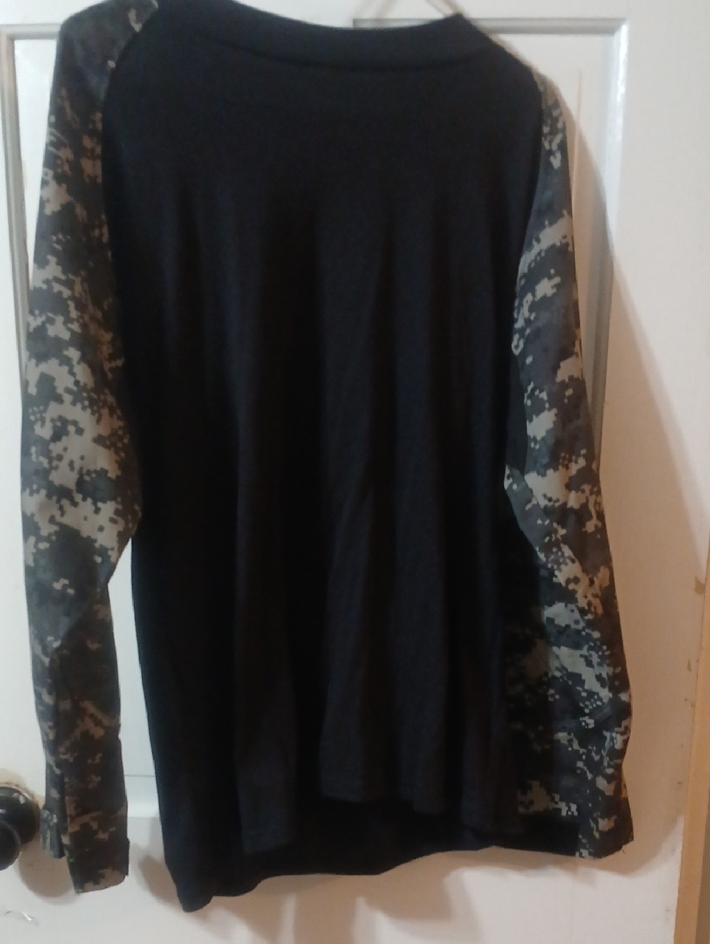 Rothco Black Long Sleeve Shirt with Camo Sleeves